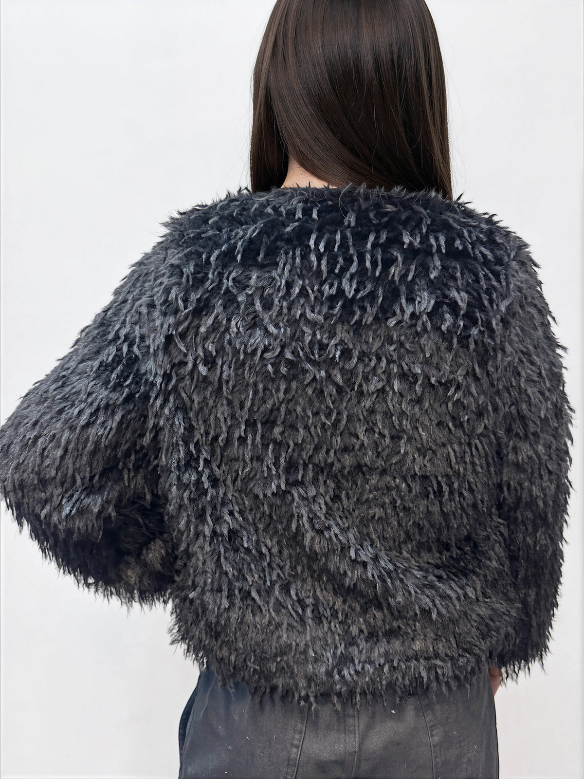 028- Nanette Lepore Shaggy Fur Jacket - Black