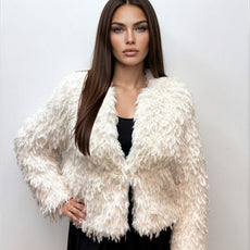 028- Nanette Lepore Shaggy Fur Jacket- White