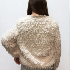 028- Nanette Lepore Shaggy Fur Jacket- White