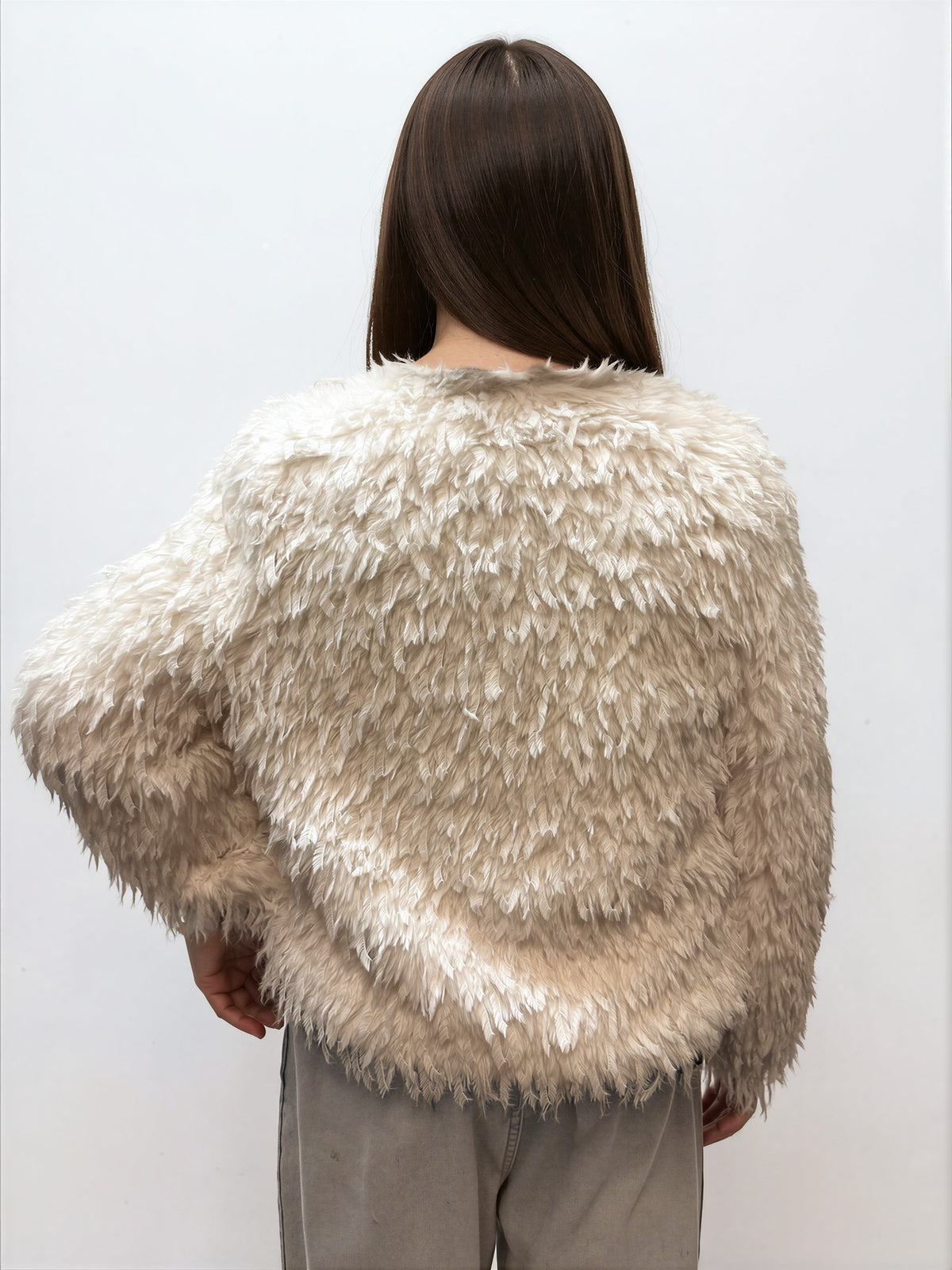 028- Nanette Lepore Shaggy Fur Jacket- White