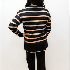 023- AZ Co.- Black Striped Sweater Set