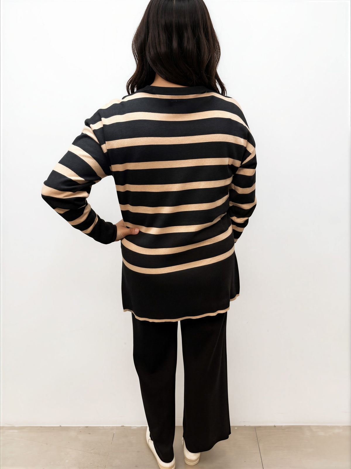 023- AZ Co.- Black Striped Sweater Set