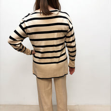 023- AZ Co.- Cream Striped Sweater Set