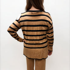 023- AZ Co.- Caramel Striped Sweater Set