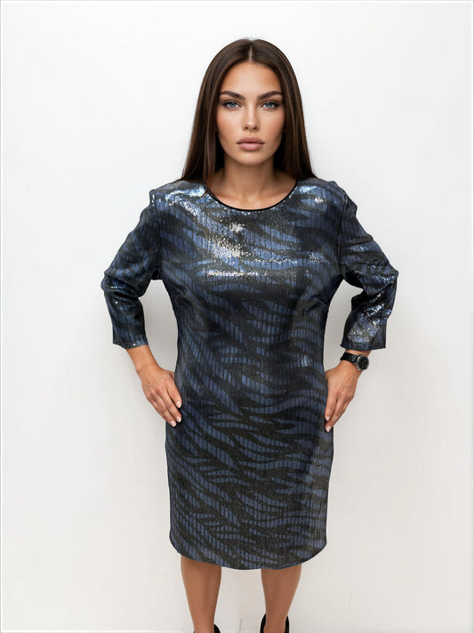 009- Nicole Miller Blue Zebra All Sequin Dress