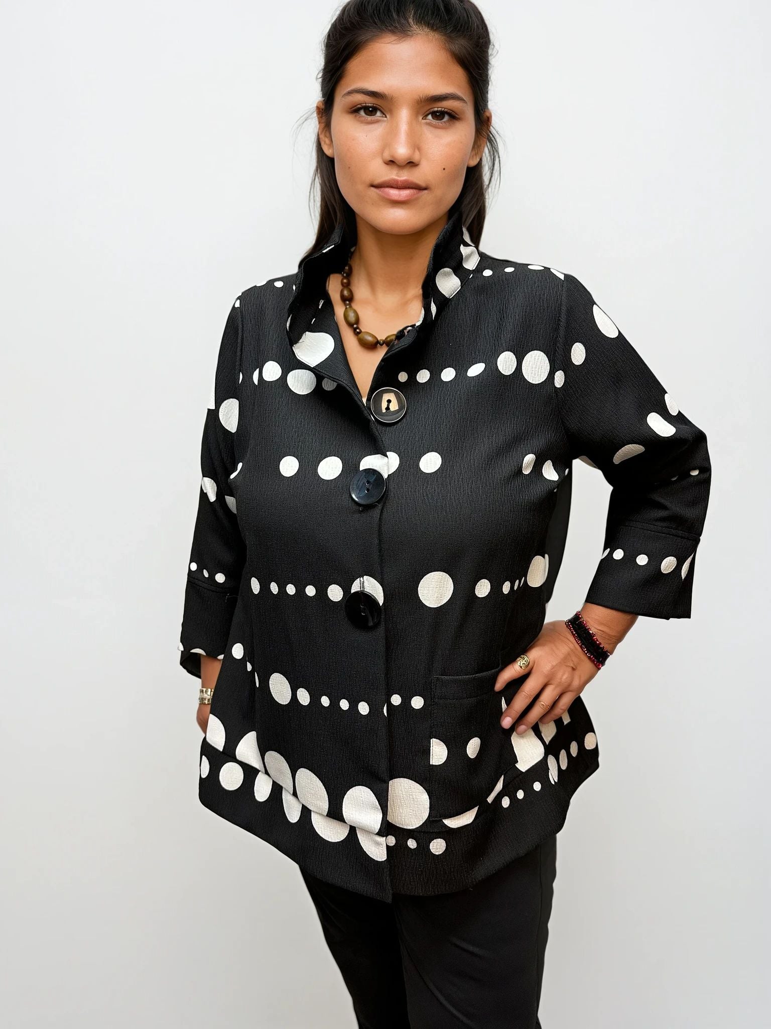 070- Pretty Woman Black with White Polka Dots Jacket