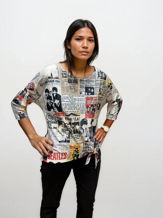 071- Impulse Beatles Newspaper Print Top