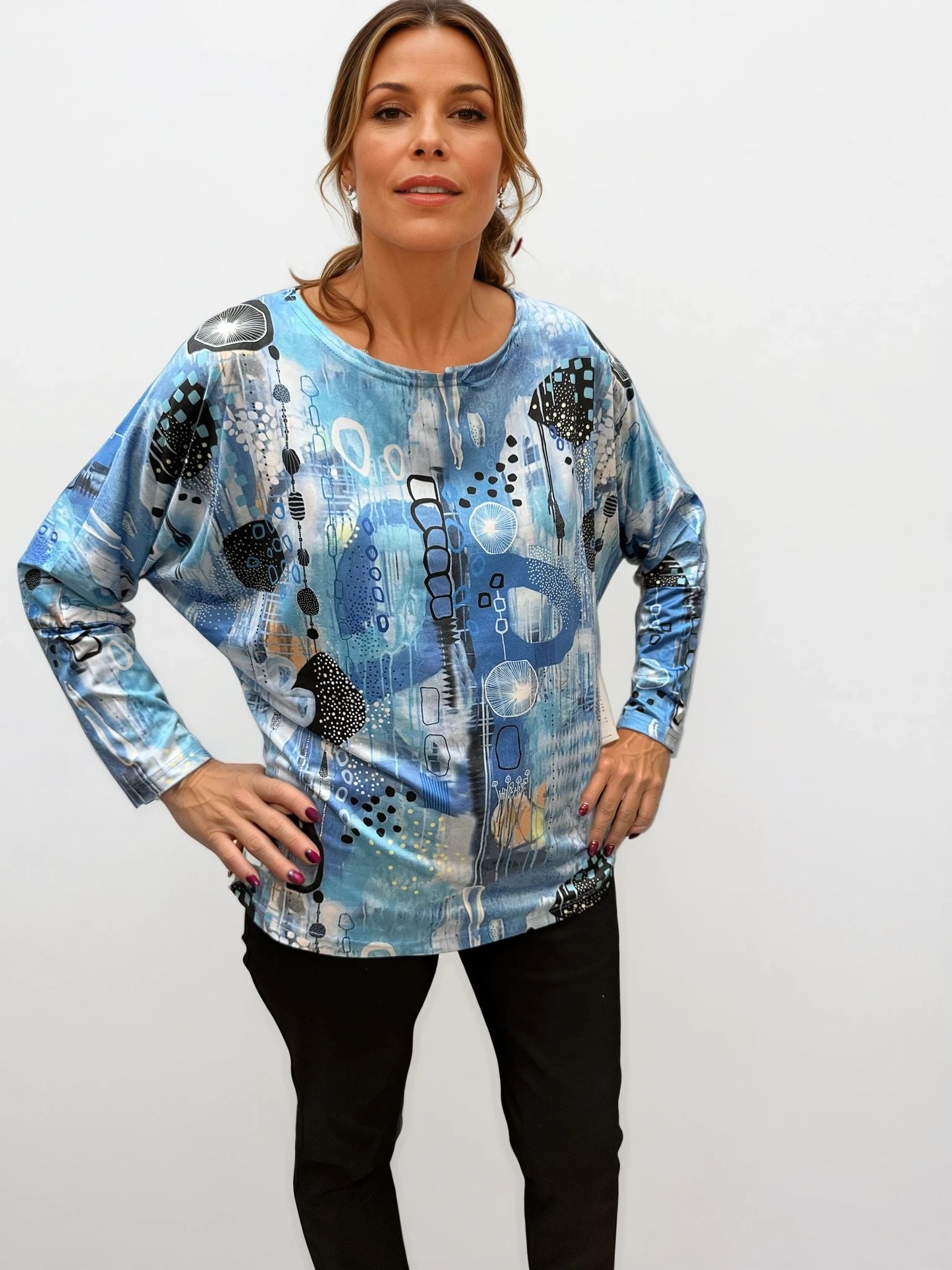 041- Tango Mango Shades of Blue Hi-Lo Top