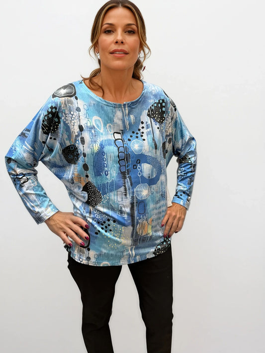 041- Tango Mango Shades of Blue Hi-Lo Top