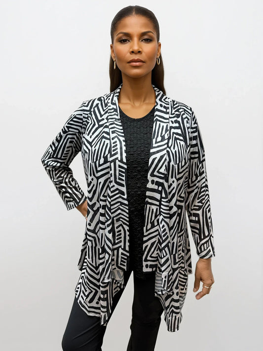 026- Focus JJ Black and Grey Draped Kimono