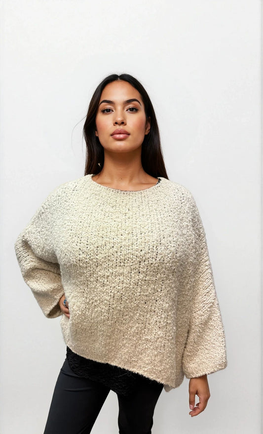 063- Bella Amore Oversize Dolman Sleeve Sweater - Ivory