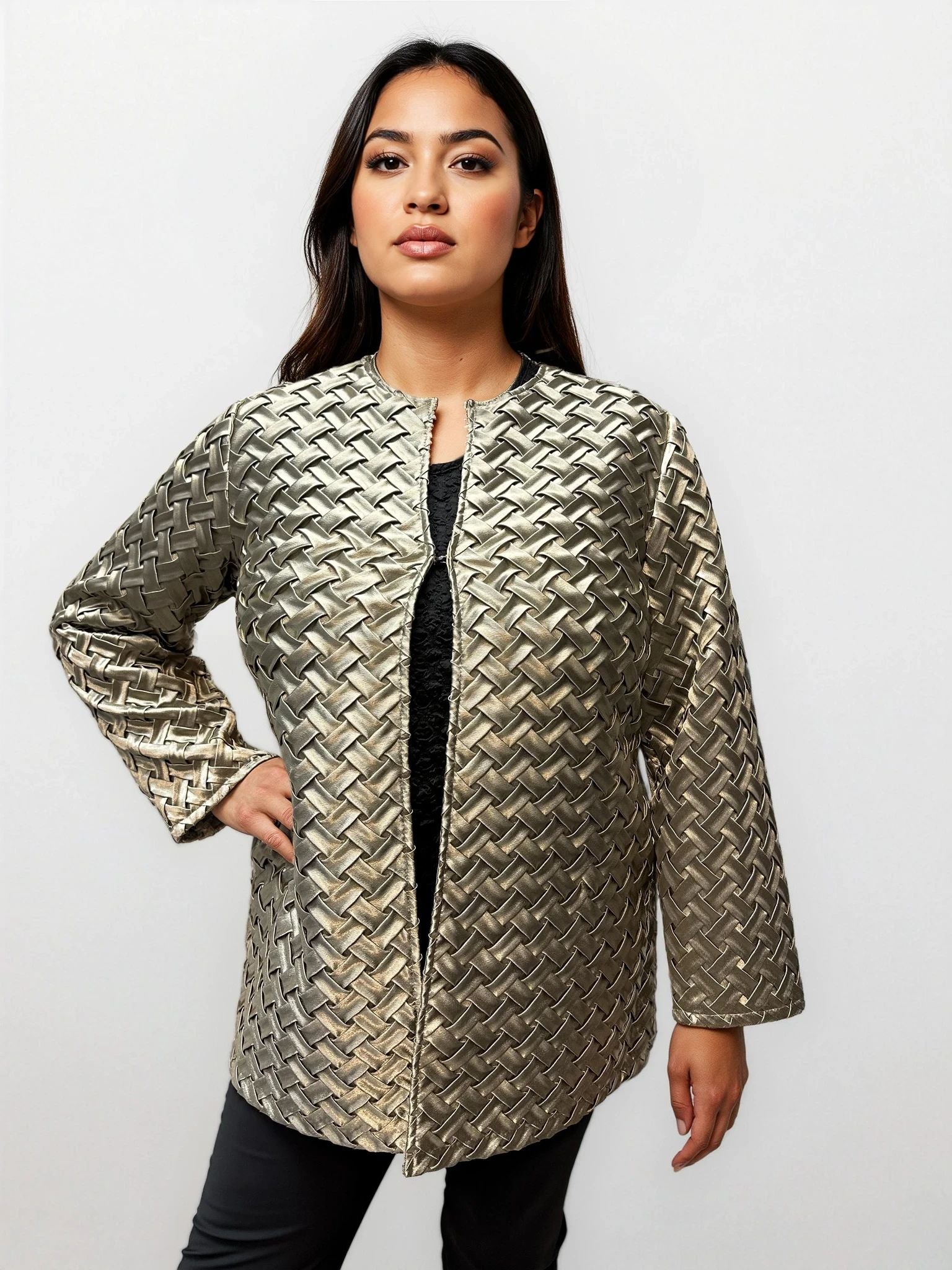 027- Weavz Gold Woven Ribbon Jacket