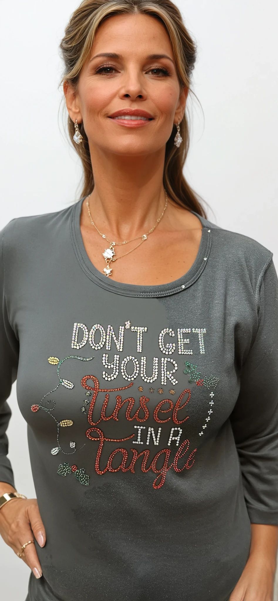 051- Marcel Fashions Don't Get Your Tinsel In A Tangle Gem Top