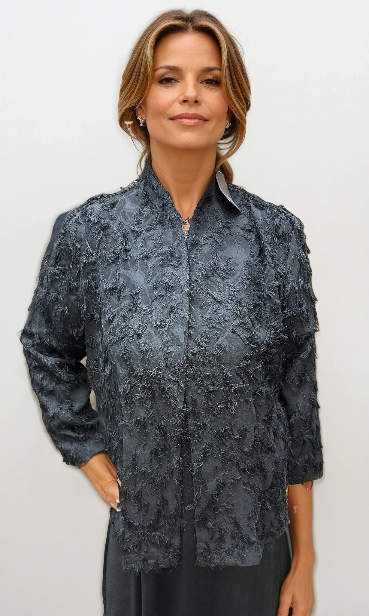 026- Focus JJ Black Shaggy Open Jacket