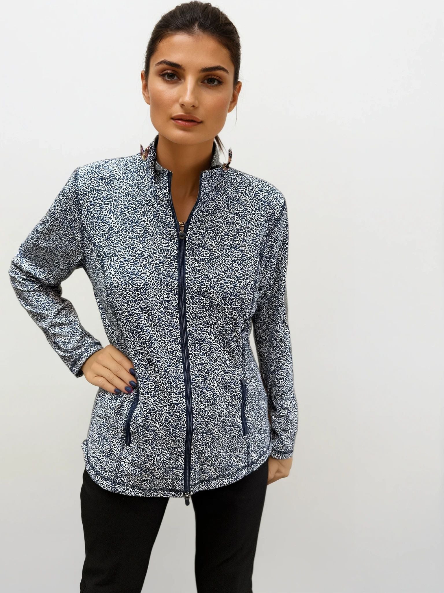 001- LuLu B Navy and White Zip Up Jacket