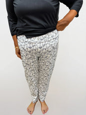 001- LuLu B White with Black Cocktail Print Pants