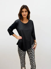 001- LuLu B Black with White Cocktail Print Pants