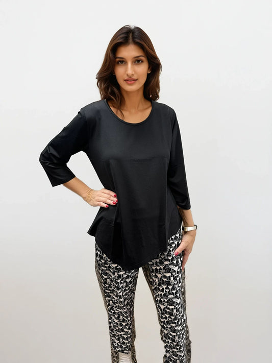 001- LuLu B Black with White Cocktail Print Pants