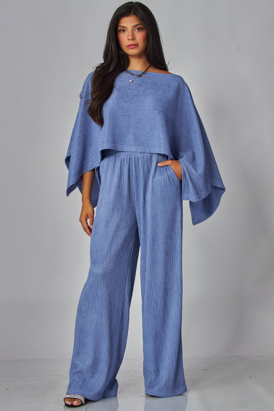 066- Love Poem Cape Top 2 Piece Set- London Blue