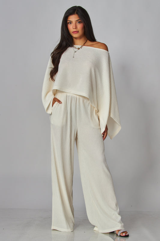 066- Love Poem Cape Top 2 Piece Set- Off White