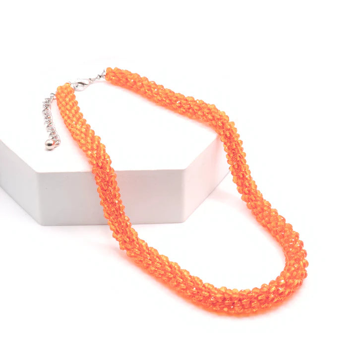 N-110 Orange Glass Bead Necklace