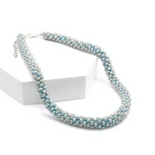 N-119 Blue Grey Glass Bead Necklace