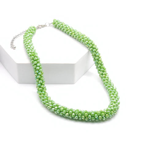 N-113 Lime Green Glass Bead Necklace