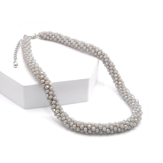 N-118 Grey Glass Bead Necklace