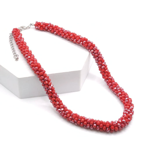 N-104 Red Glass Bead Necklace