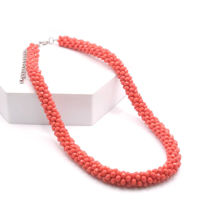 N-102 Coral Glass Bead Necklace