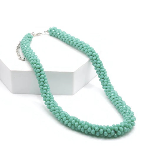 N-112 Dark Mint Glass Bead Necklace