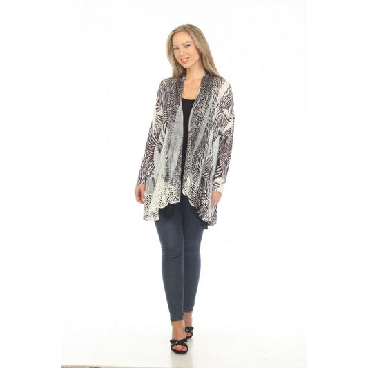 008- Kamana Black and White Mesh Kimono
