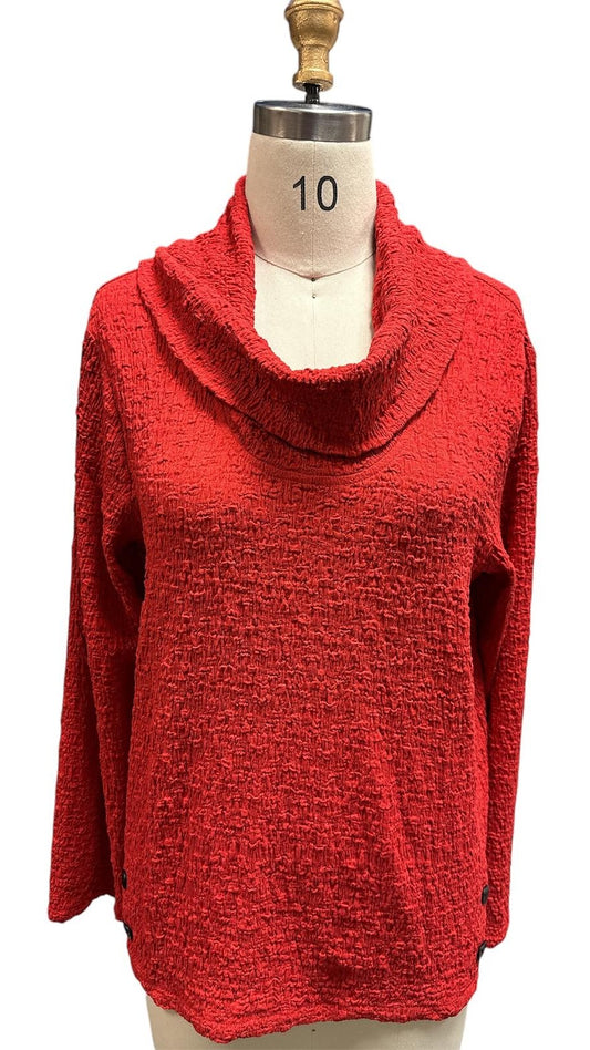 008- Kamana Red Cowl Neck Knit Top