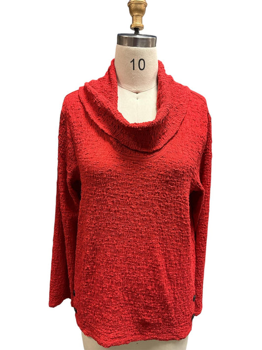 008- Kamana Red Cowl Neck Knit Top