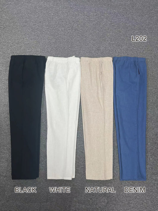 007- Creations Black Linen Draw String Waist Pant