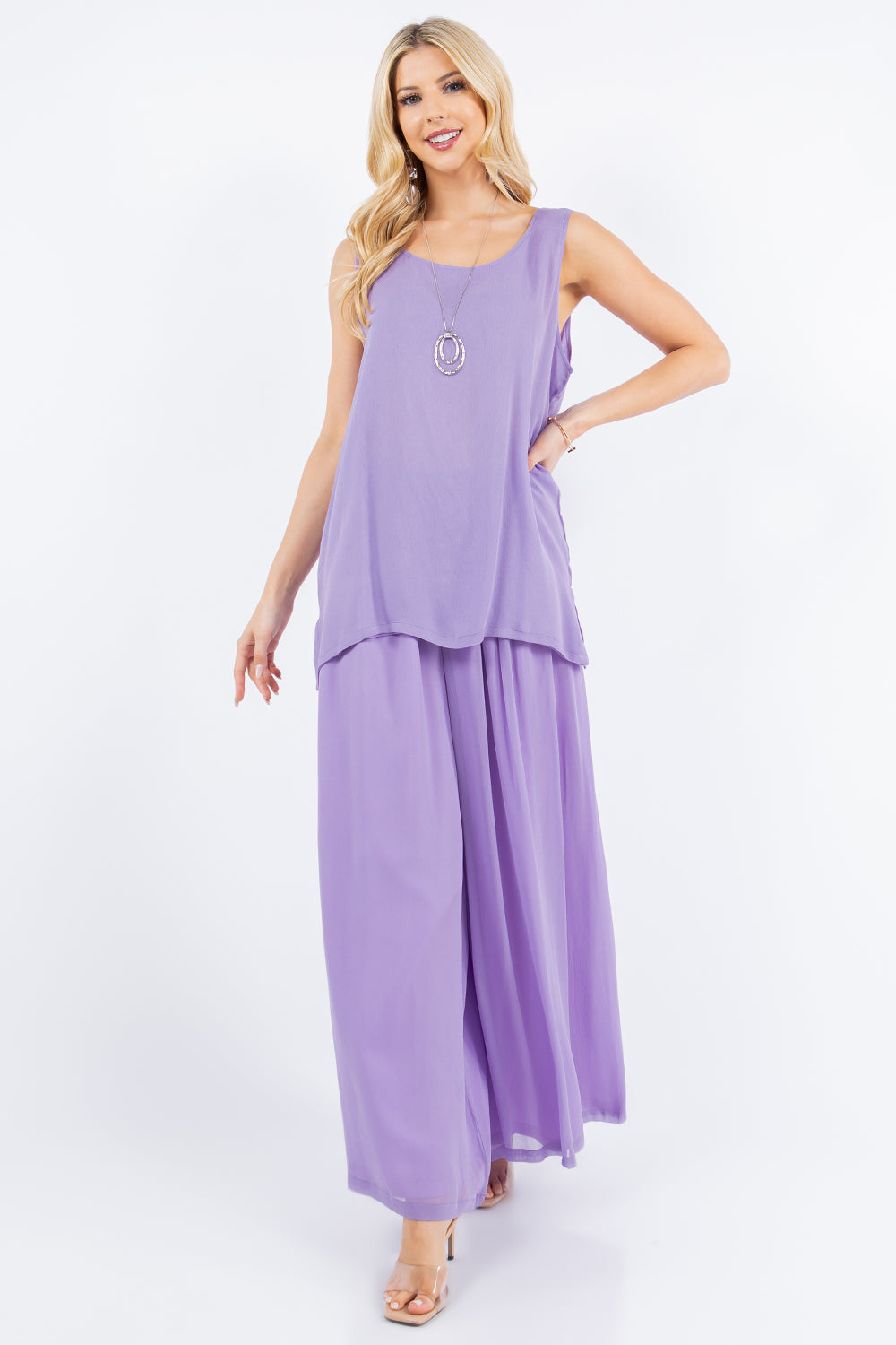 034- Sterling Styles Lavender Sleeveless Pant Set