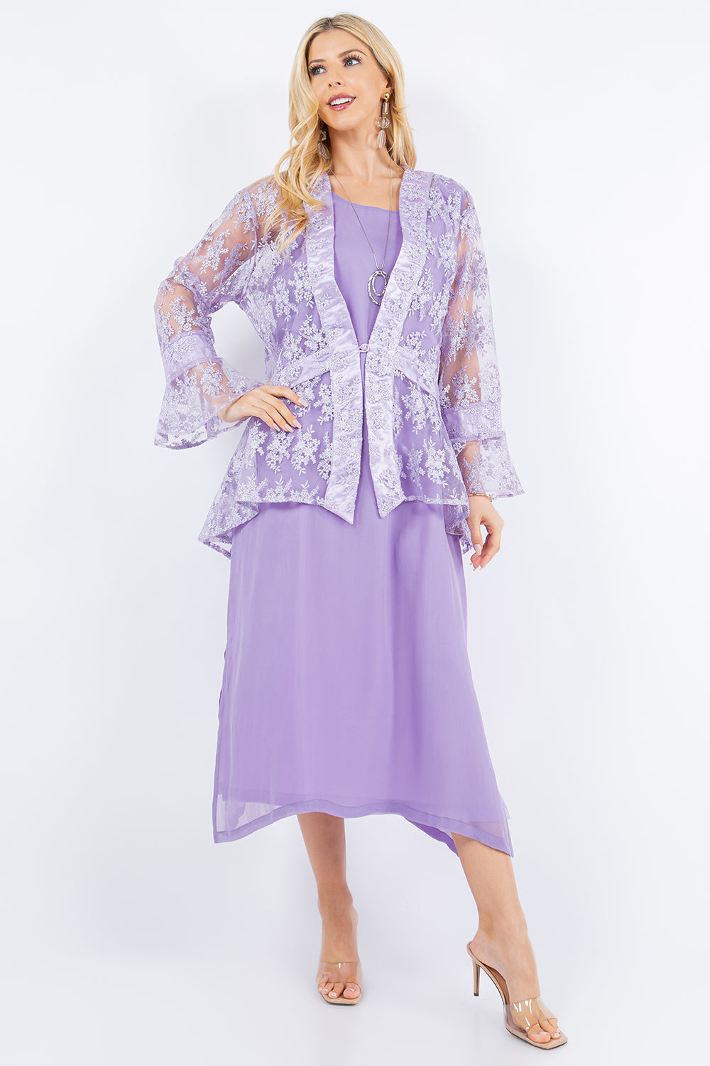 034- Sterling Styles Lavender and Silver Embroidered Jacket
