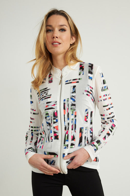 037- Vecceli  White Mesh Jacket with Bright Patches