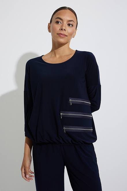 037- Vecceli Black Tunic Top with Zipper Detail