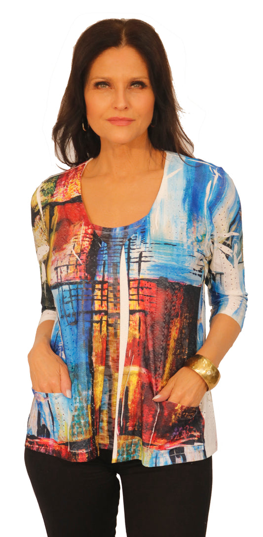 071- Impulse Multi Color Abstract Graphic 2 Pc Jacket Set