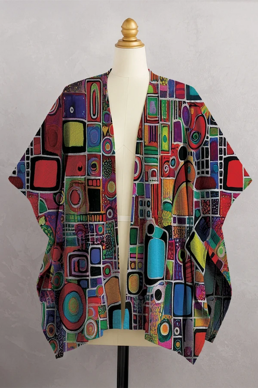 025- ET Lois Multi Color Square and Circle Wrap