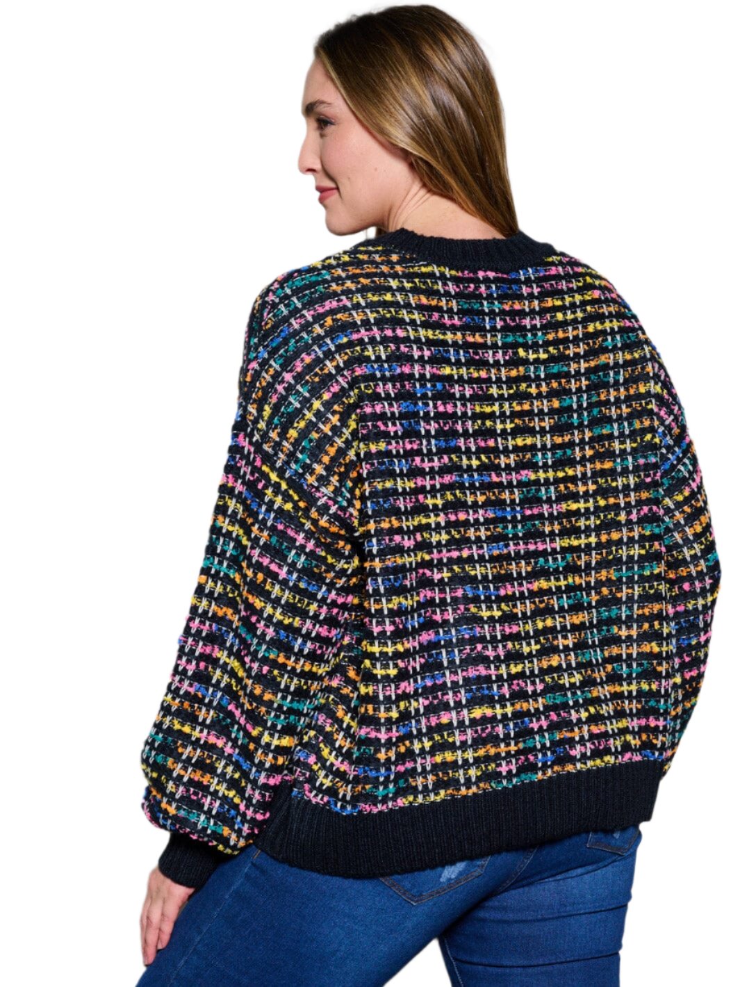 012- W Fashion Trends Multi Color Weave Sweater