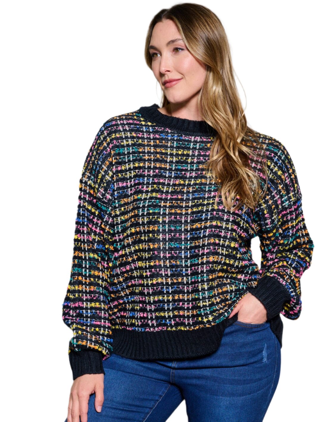 012- W Fashion Trends Multi Color Weave Sweater