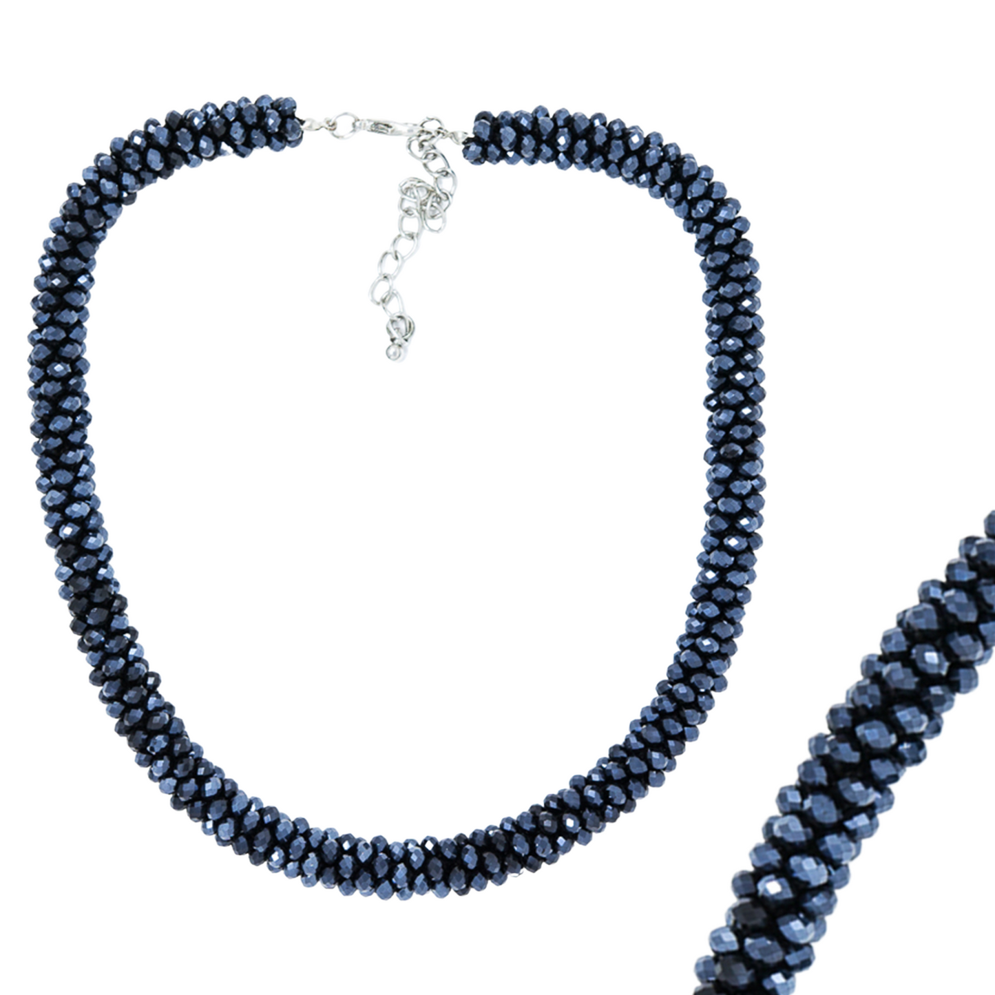 N-106 Hematite Glass Bead Necklace