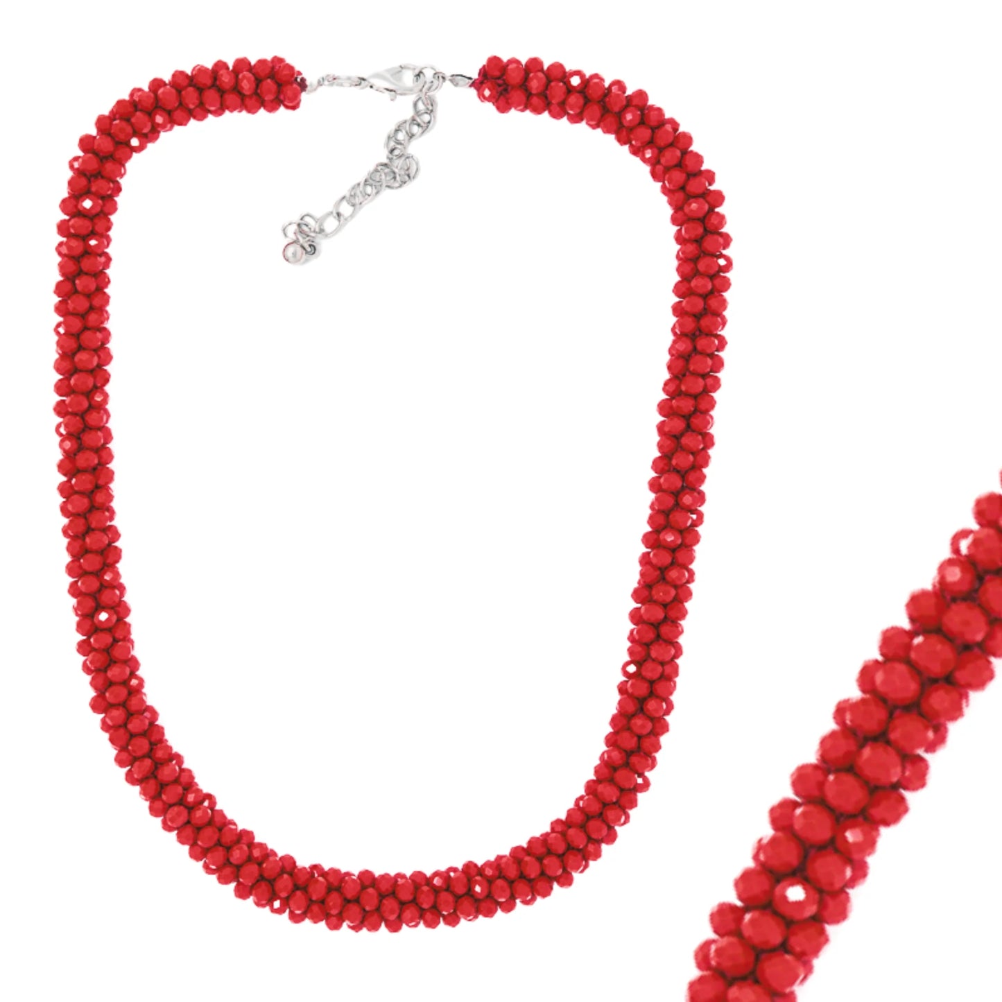 N-108 Dark Red Glass Bead Necklace