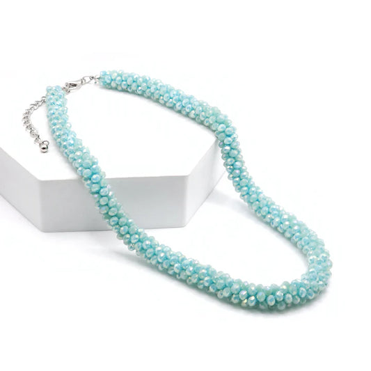 N-111 Mint Glass Bead Necklace