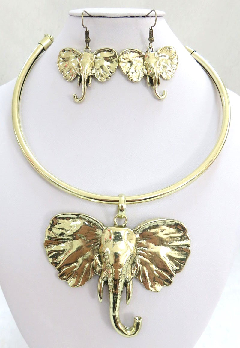 NE-128 Gold Elephant Adjustable Choker