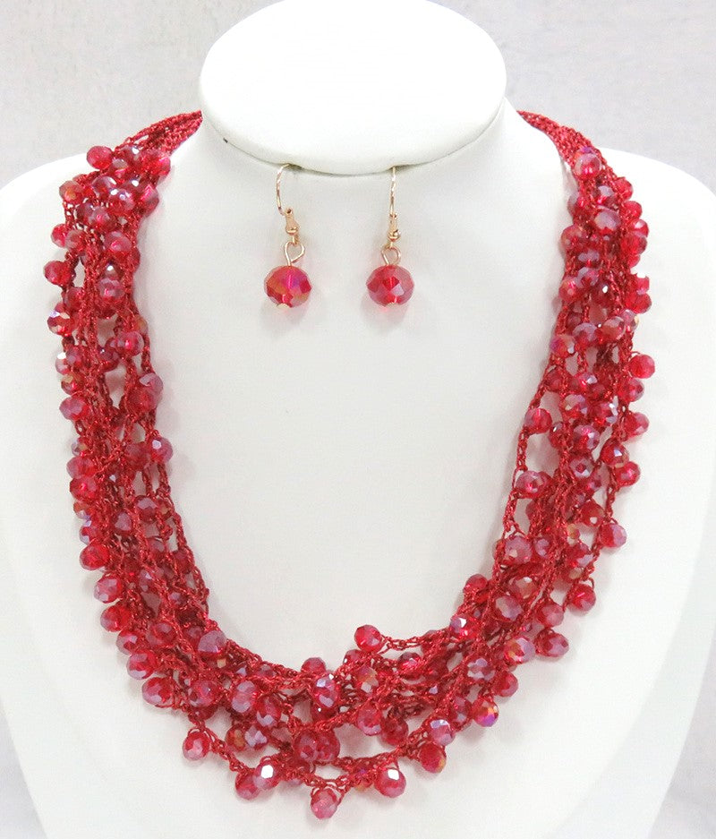 NE-264 Red Crystal Woven Strands