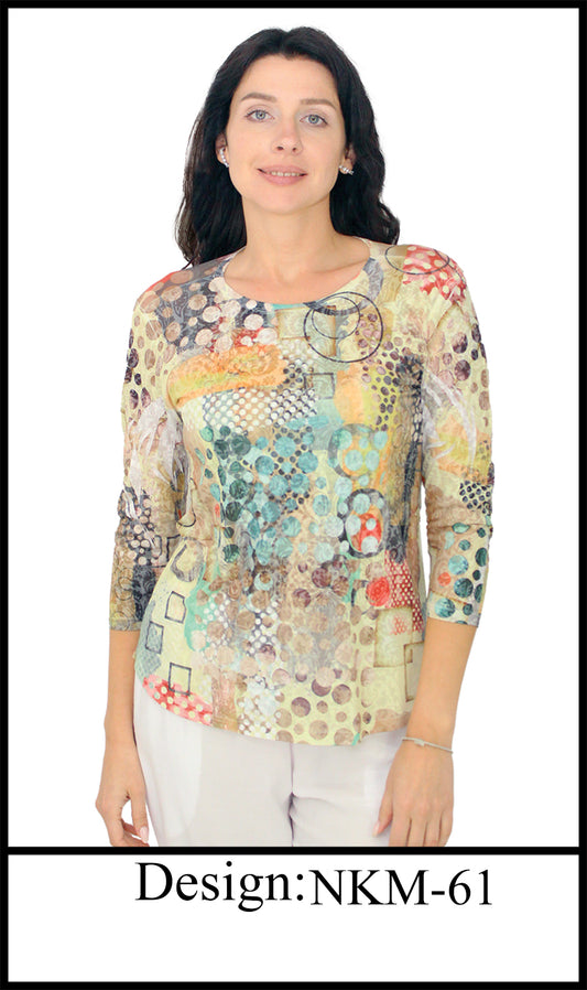 045- Katharina Marie Beige and Teal Dots Tunic
