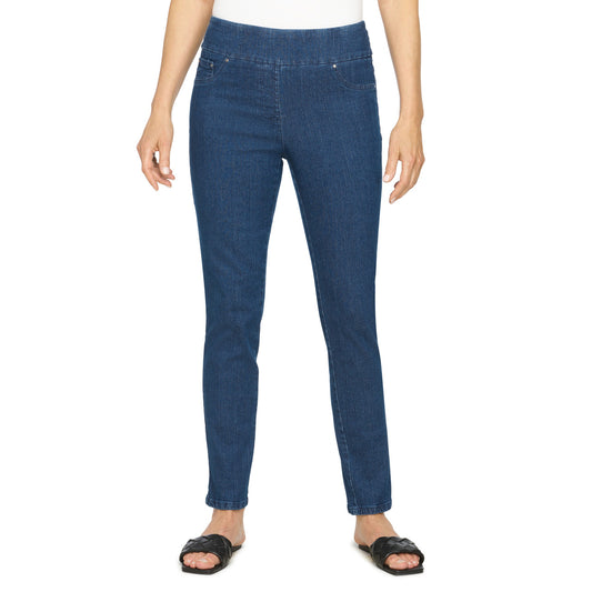 036- Ruby Road Indigo Blue Petite Stretch Faux Pocket Jeans